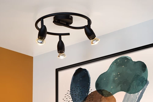 Lucide CARO - Deckenstrahler - Ø 31 cm - 3xGU10 - Schwarz - Atmosphäre 1